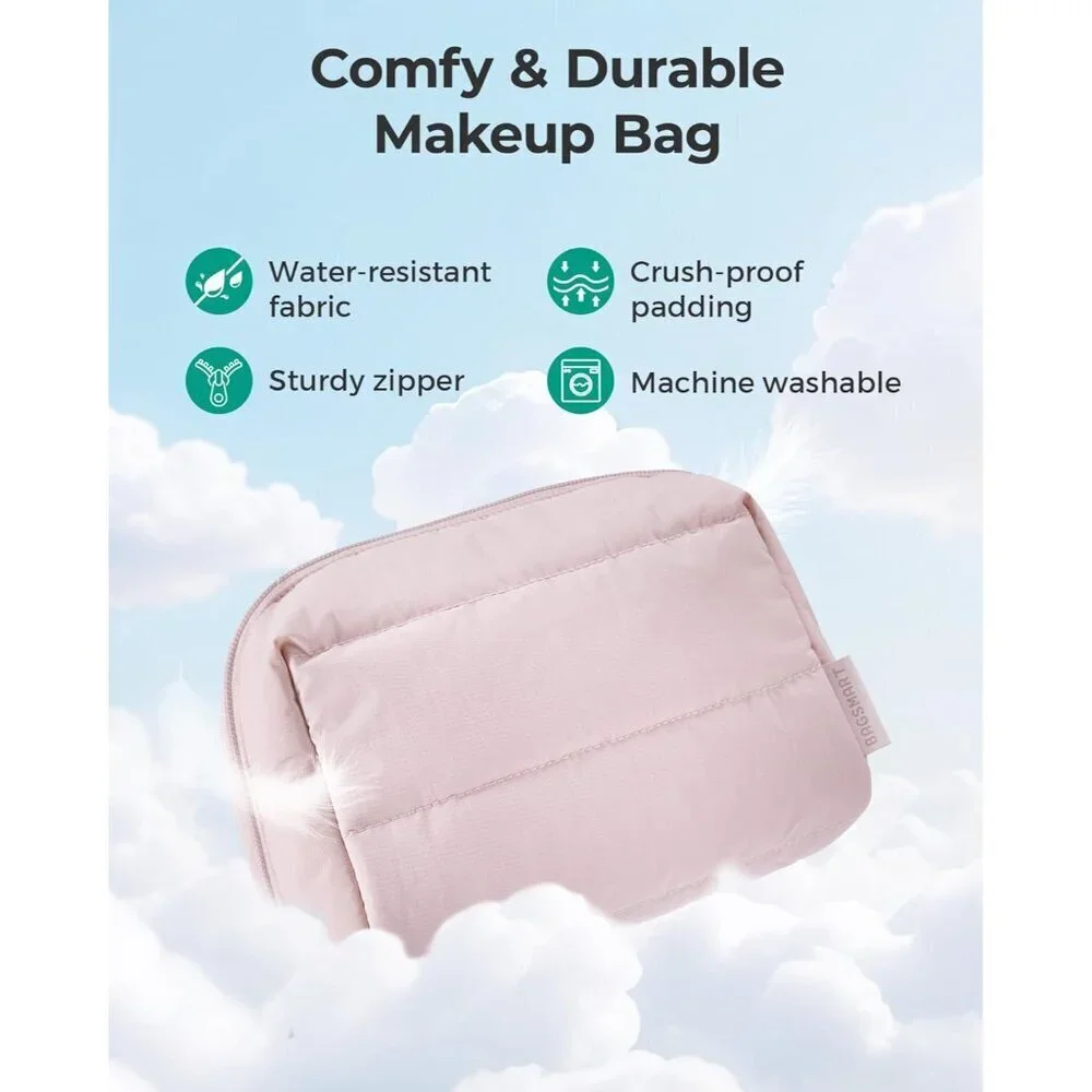 Travel Makeup Bag, Wide Opening Cosmetic Bag Compact & Spacious, Water-Resistant